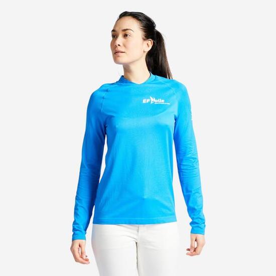 T-shirt anti-UV manches longues Sailing 500 femme Moniteur FFV bleu