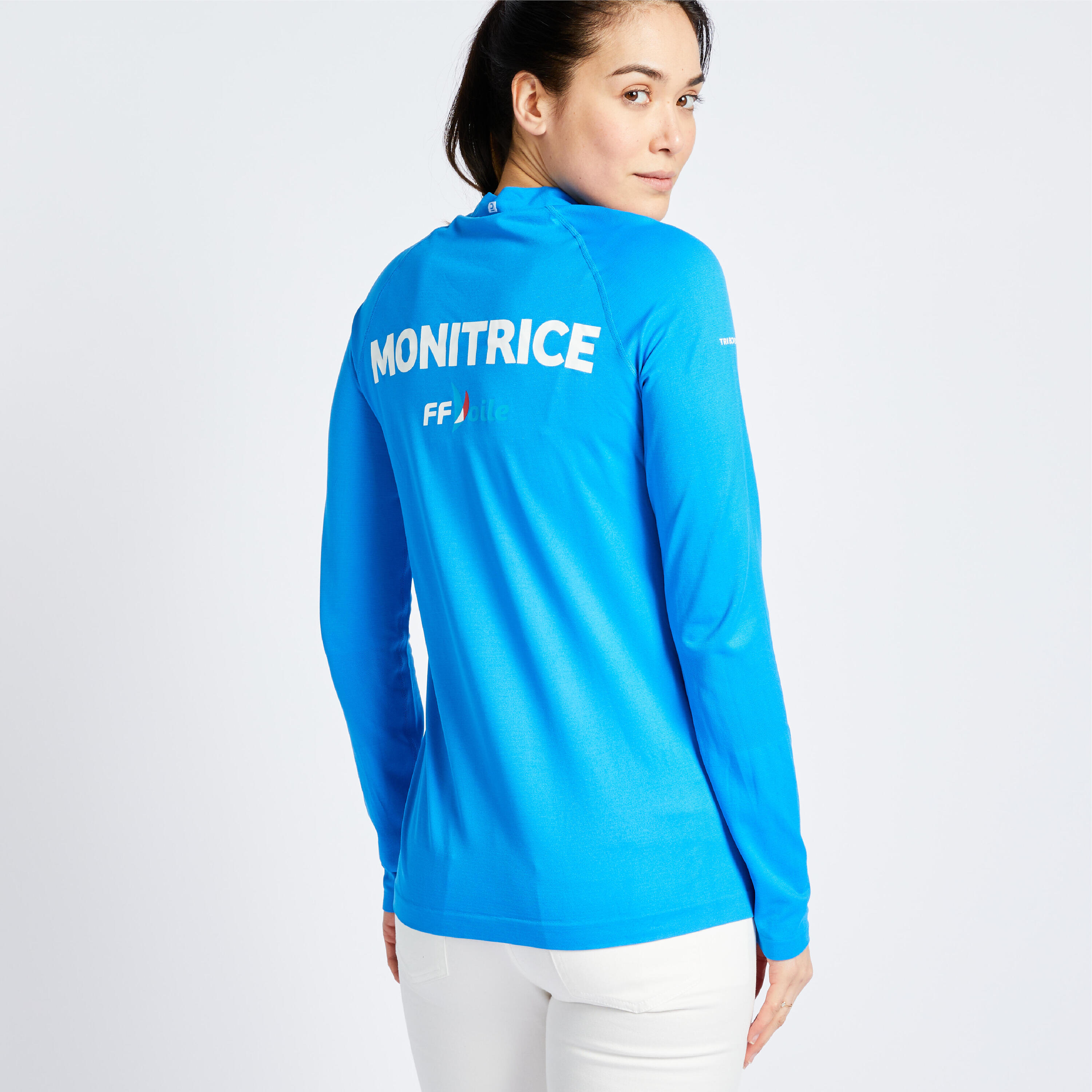 T-shirt anti-UV manches longues Sailing 500 femme Moniteur FFV bleu 2/7