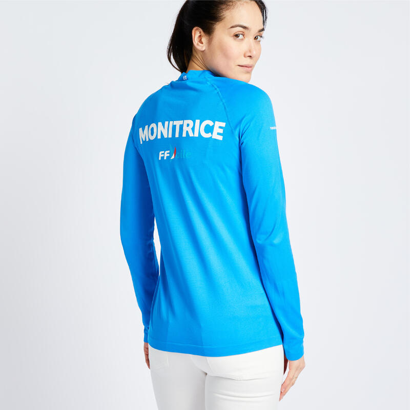 T-shirt anti-UV manches longues Sailing 500 femme Moniteur FFV bleu