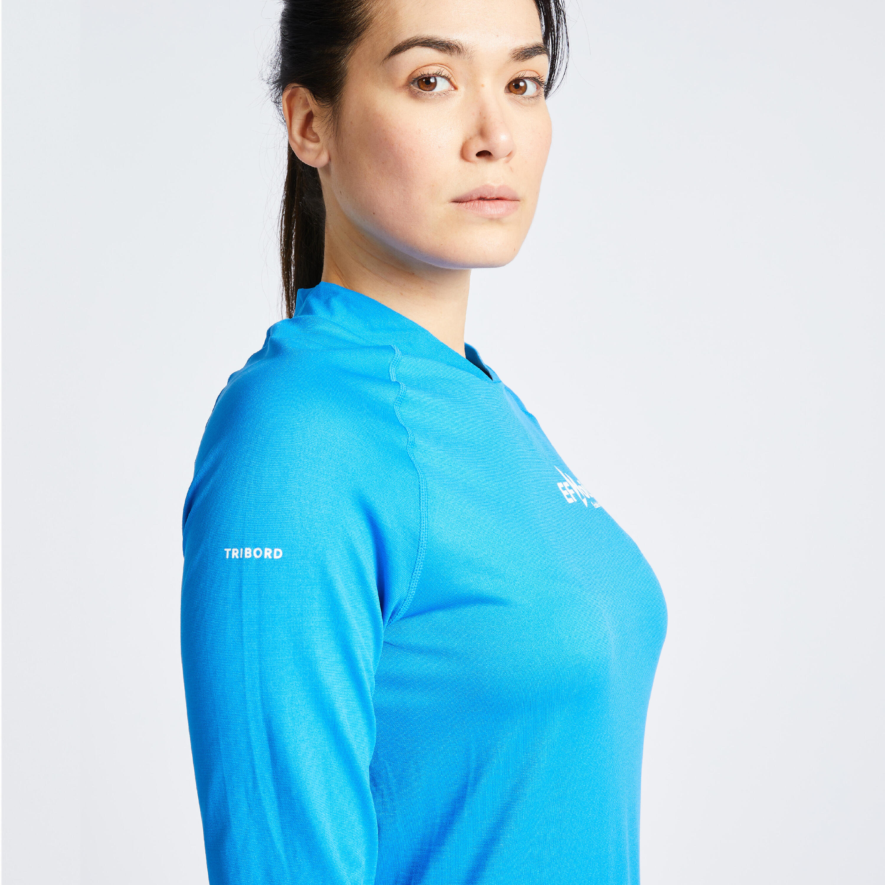 Women's Long-sleeved UV-protective T-shirt Sailing 500 FFV instructor blue 5/7