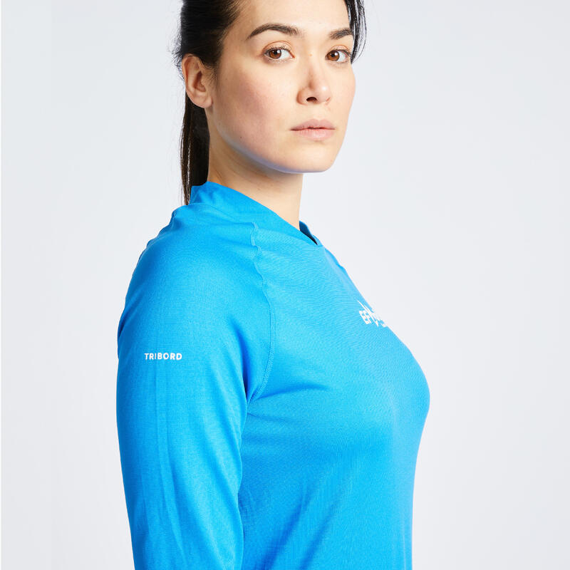 T-shirt anti-UV manches longues Sailing 500 femme Moniteur FFV bleu