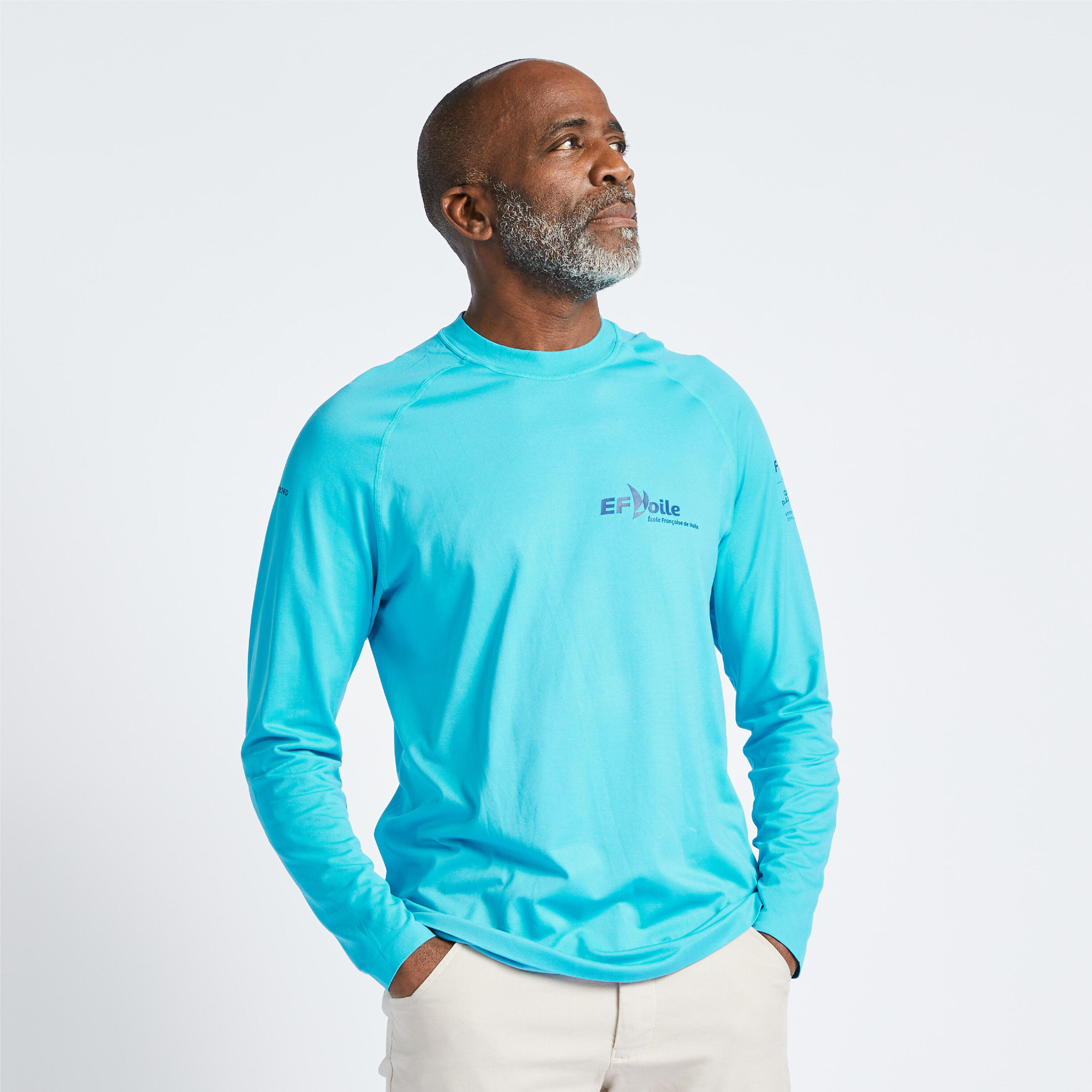 DECATHLON Men’s Long-sleeved Anti-UV t-shirt Sailing 500 Monitor FFV Turq