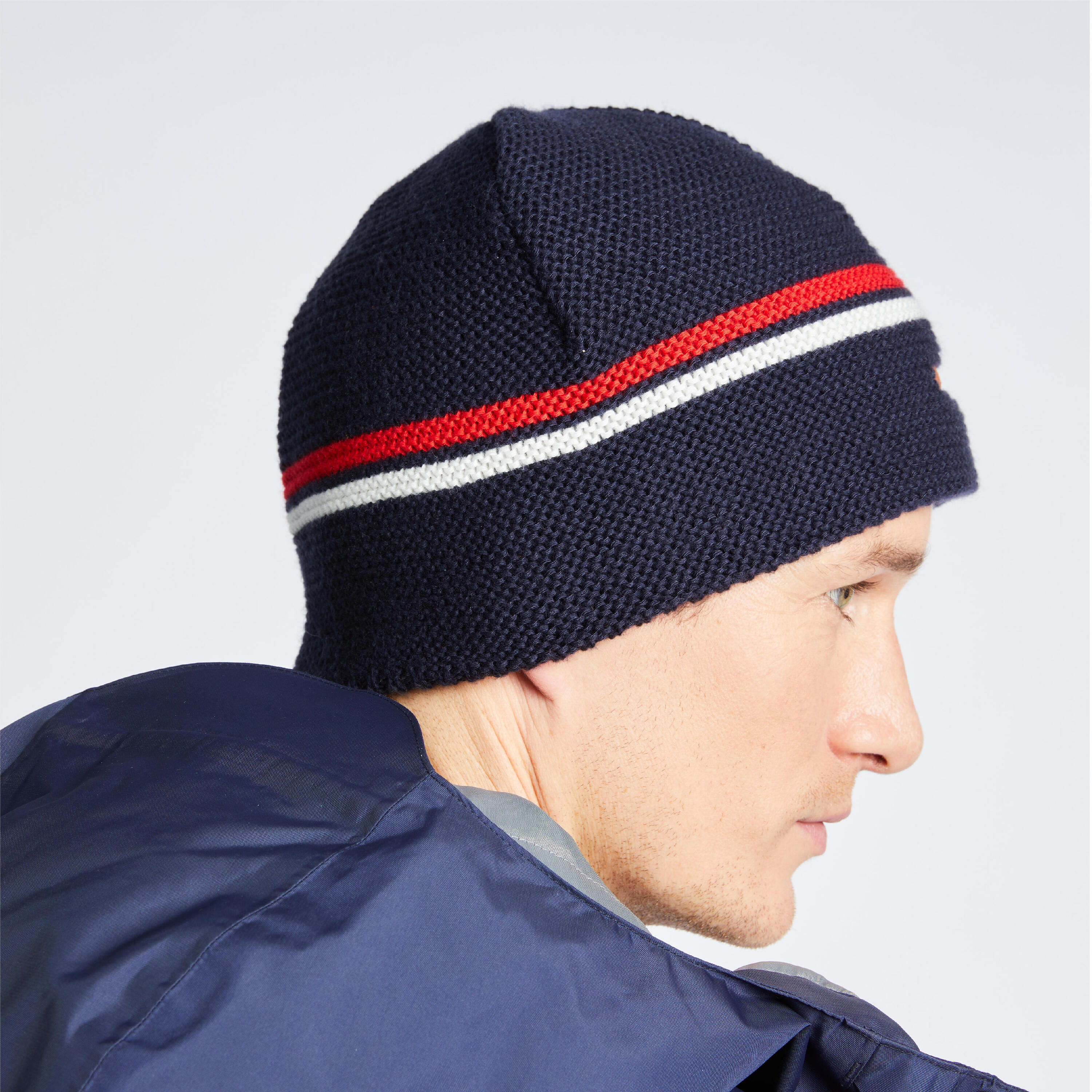 Adult sailing warm windproof beanie SAILING 100 - Blue white red 6/8