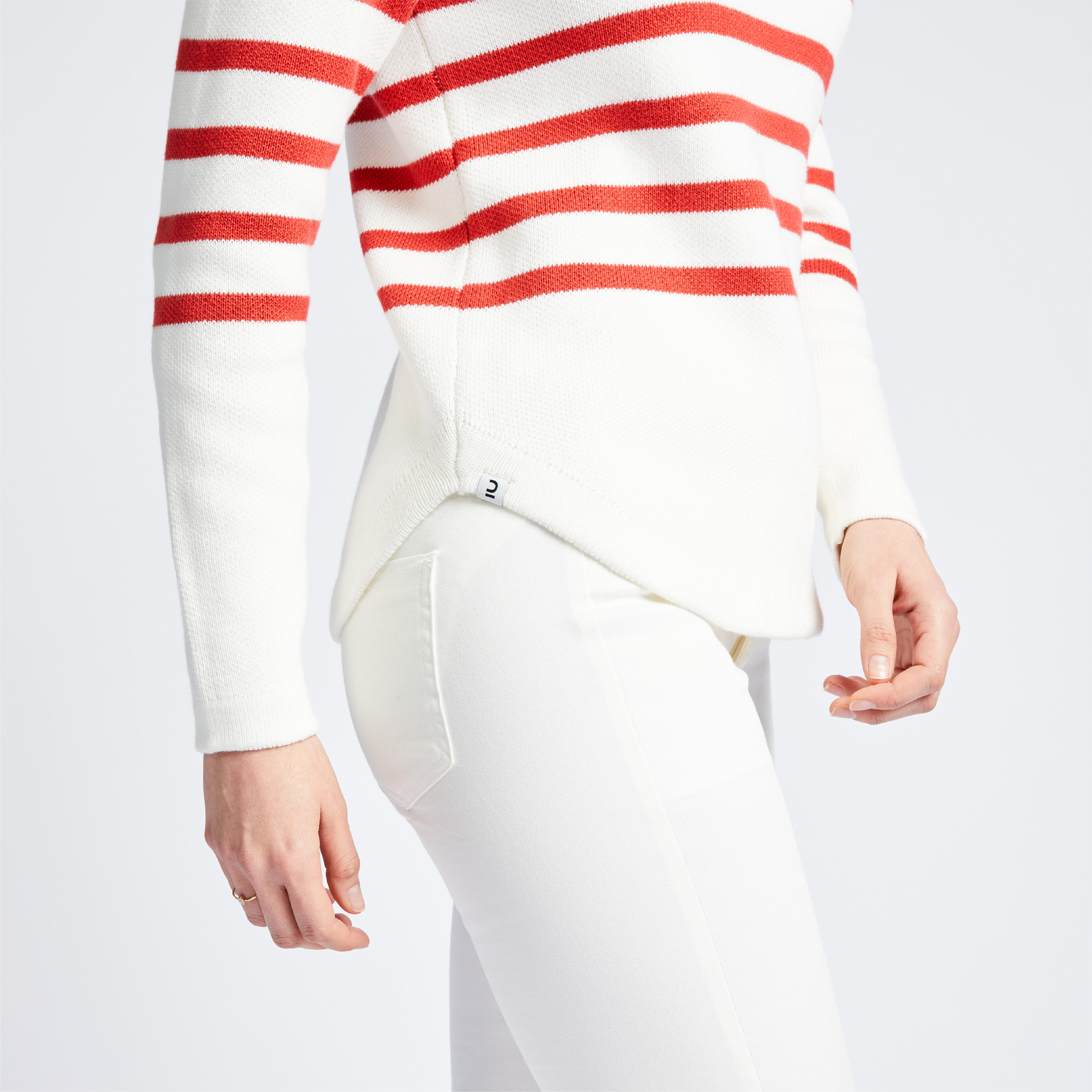 Women's Marine Pullover - White and Red Striped