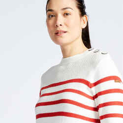 Women's Marine Pullover - White and Red Striped