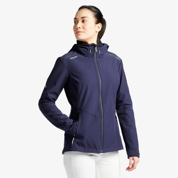 DECATHLON Chaqueta Softshell Mujer capucha cortavientos perlante azul