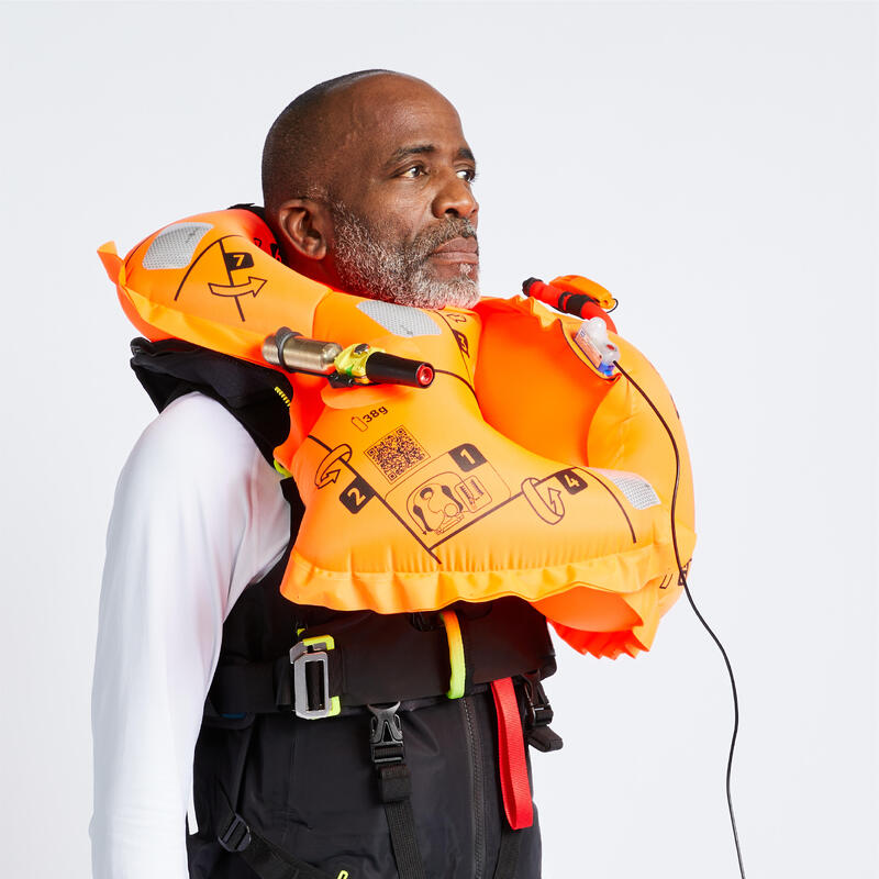 Gilet de sauvetage automatique lj 180 offshore + harnais noir / pétrole