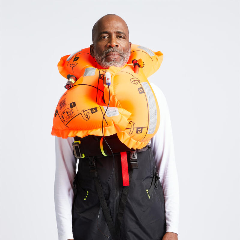 Gilet de sauvetage automatique lj 180 offshore + harnais noir / pétrole