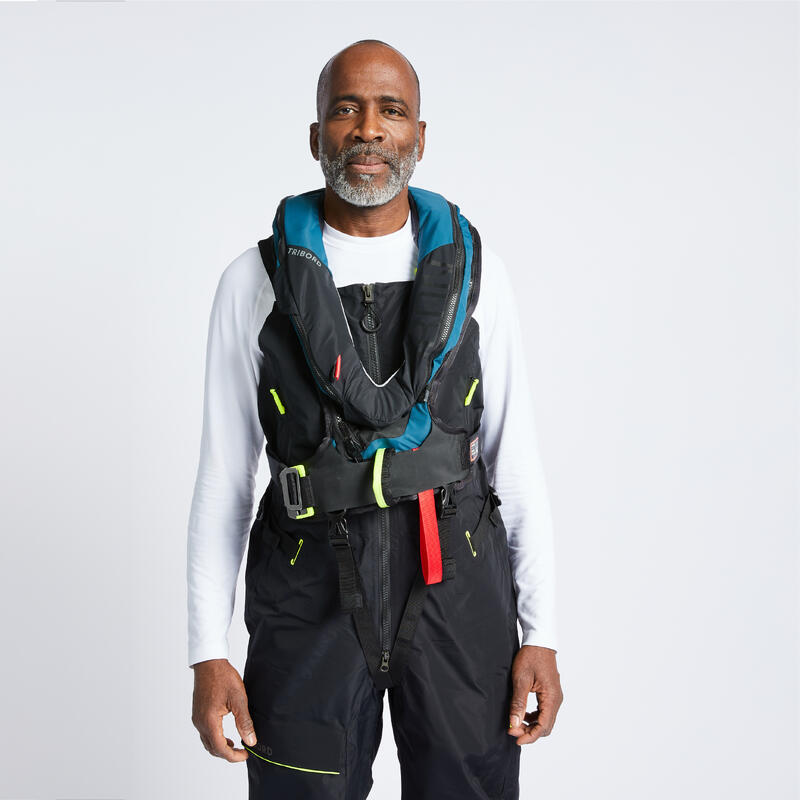 Gilet de sauvetage automatique lj 180 offshore + harnais noir / pétrole
