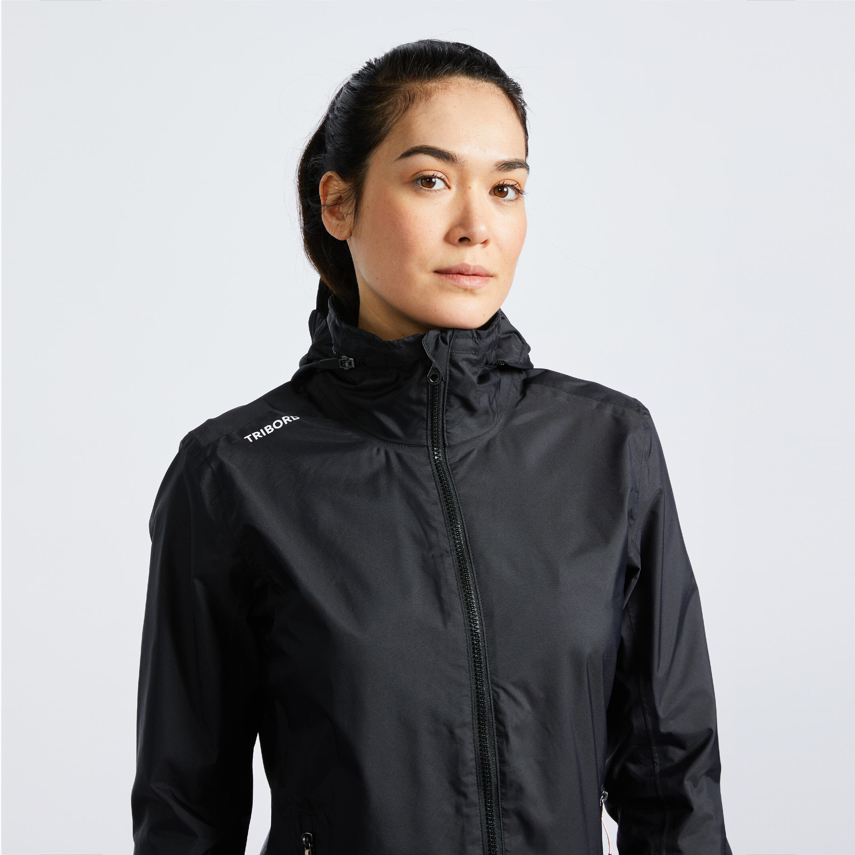 Women's Sailing Wind-proof Waterproof Anorak Raincoat Sailing 100 black 1/7