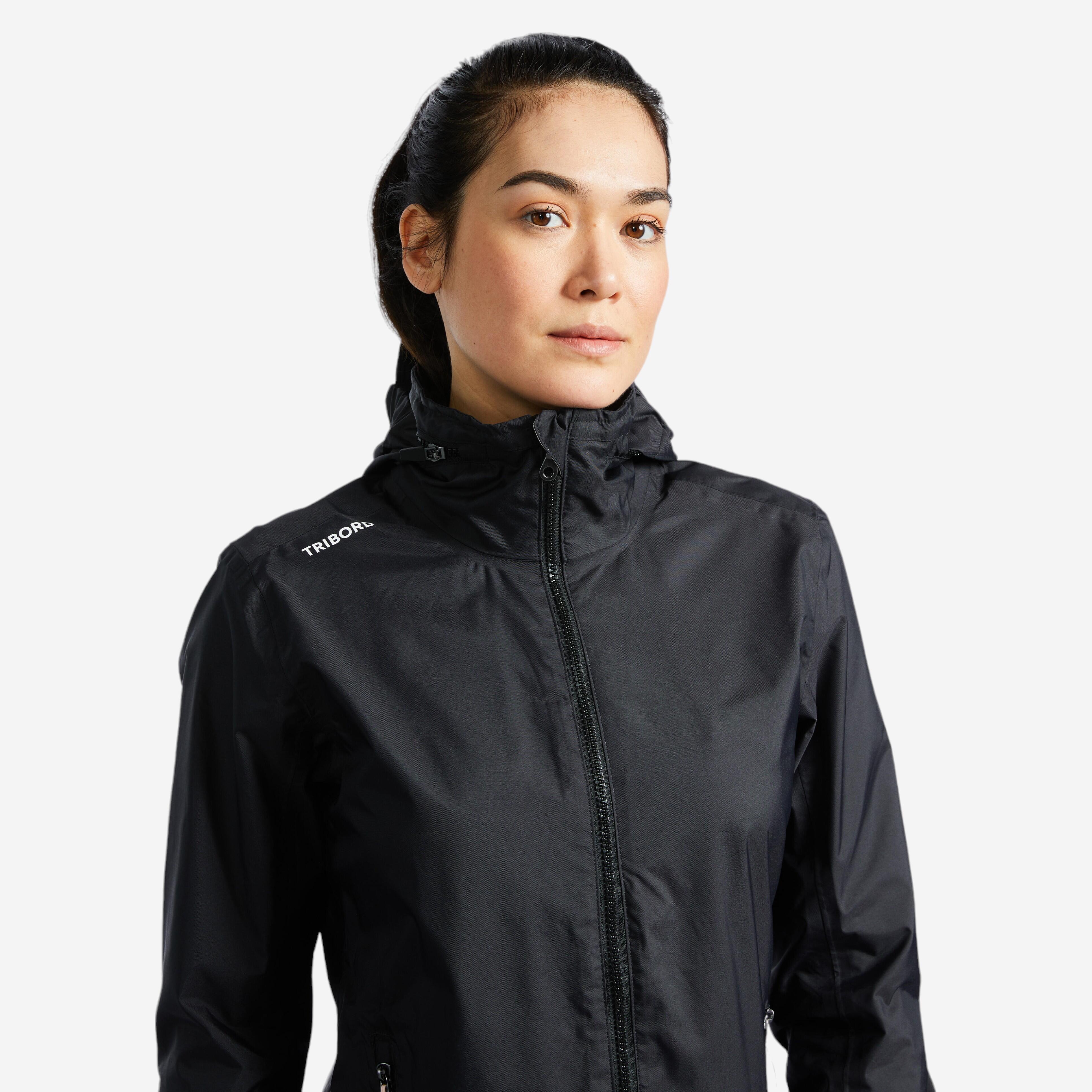 Women's Sailing 100 waterproof windbreaker jacket - rain jacket black