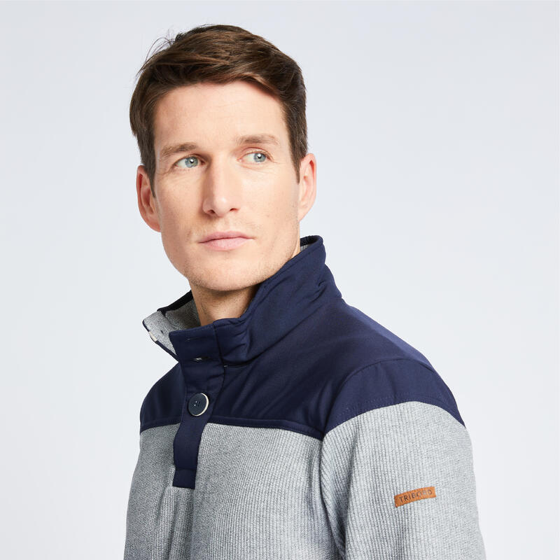 Pull marin de voile Sailing 300 H gris bleu