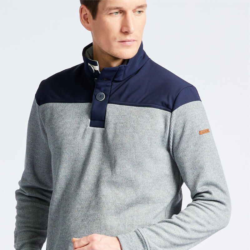 Maglione vela uomo 300 grigio-blu