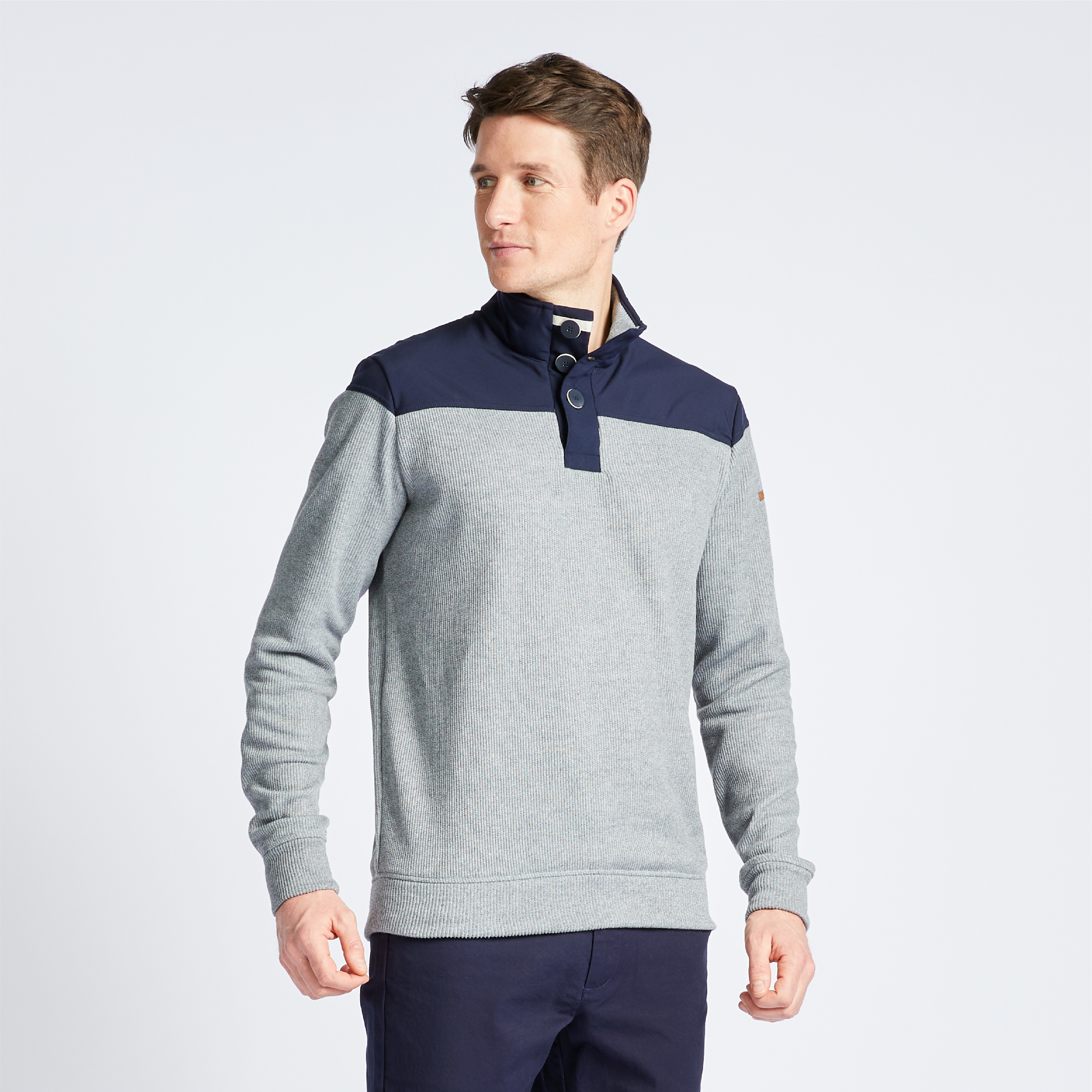 Pull marin de voile Sailing 300 H gris bleu