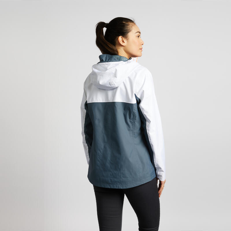 Veste imperméable de voile - veste de pluie SAILING 100 femme Gris blanc