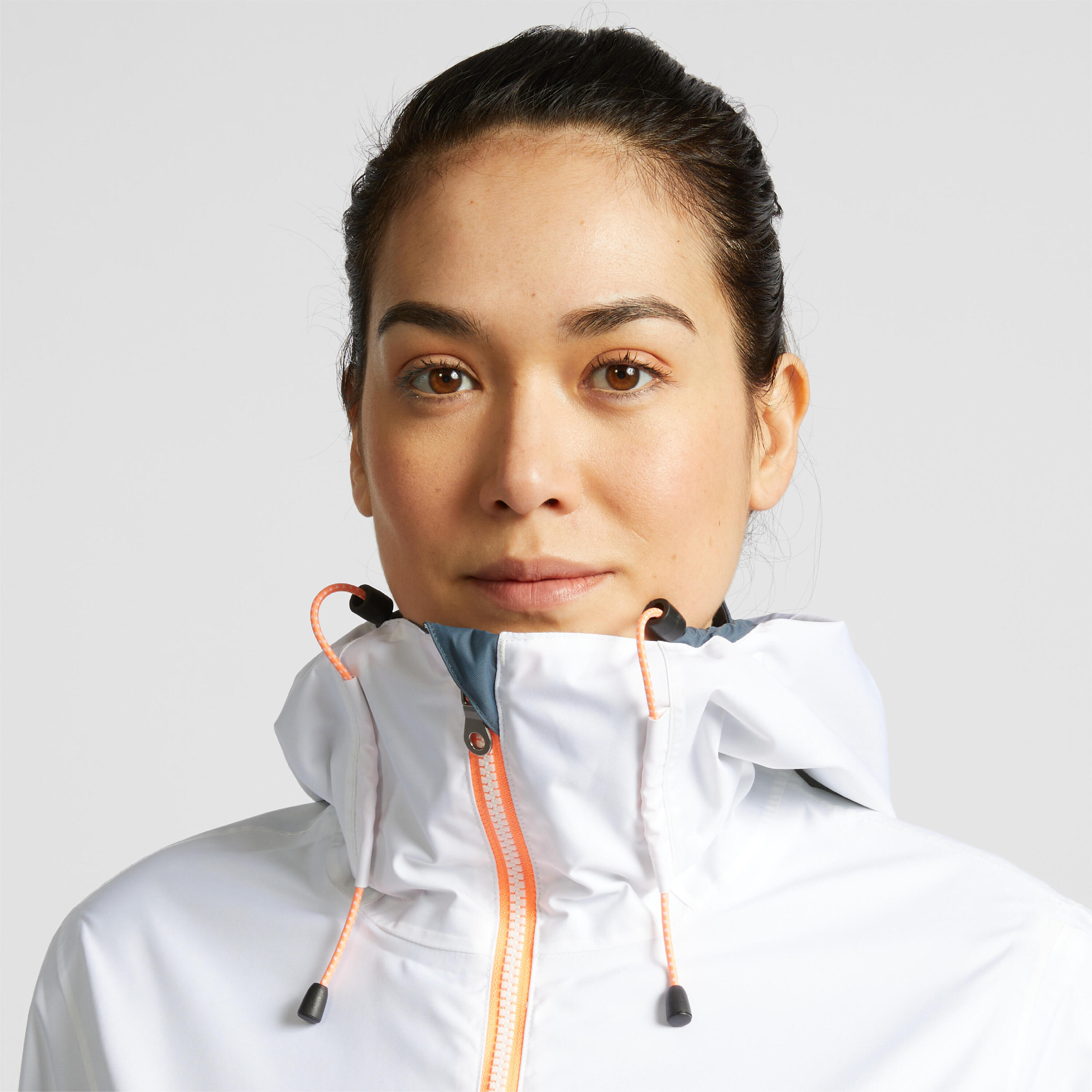 Gebraucht - Segeljacke Regenjacke Damen wasserdicht Sailing 100 grau/weiß 18/54