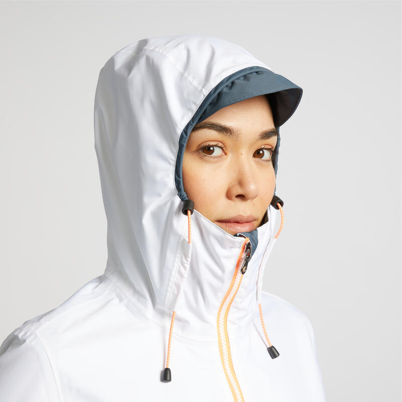 Veste imperméable de voile - veste de pluie SAILING 100 femme Gris blanc