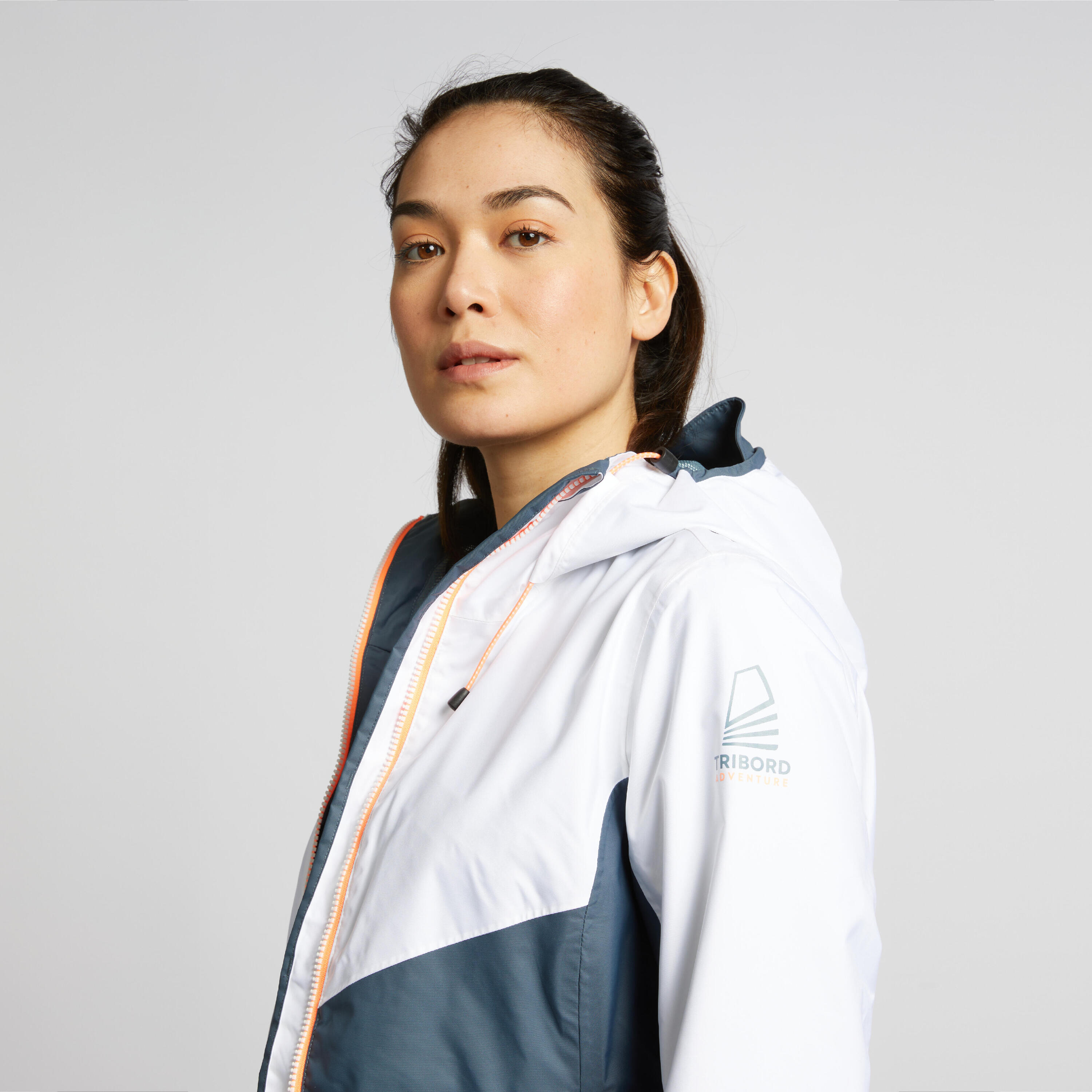 Gebraucht - Segeljacke Regenjacke Damen wasserdicht Sailing 100 grau/weiß 20/54