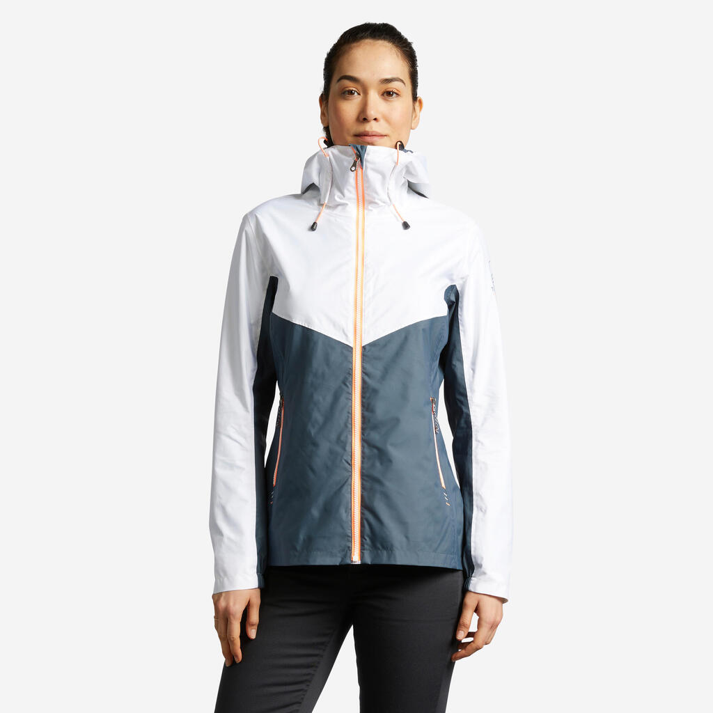 Women’s waterproof sailing jacket - wet-weather jacket SAILING 100 white