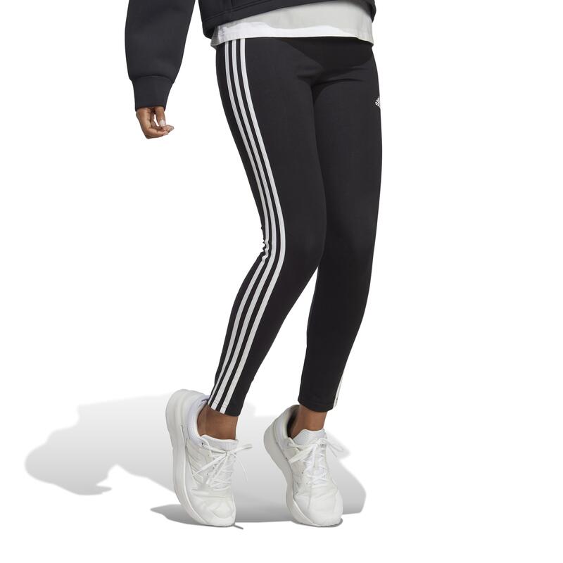 Leggings donna fitness ADIDAS cotone leggero vita alta nero-bianco