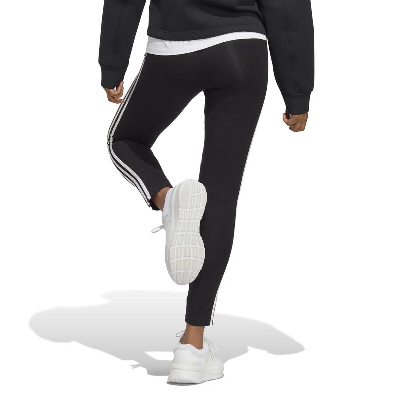 Leggings donna fitness ADIDAS cotone leggero vita alta nero-bianco