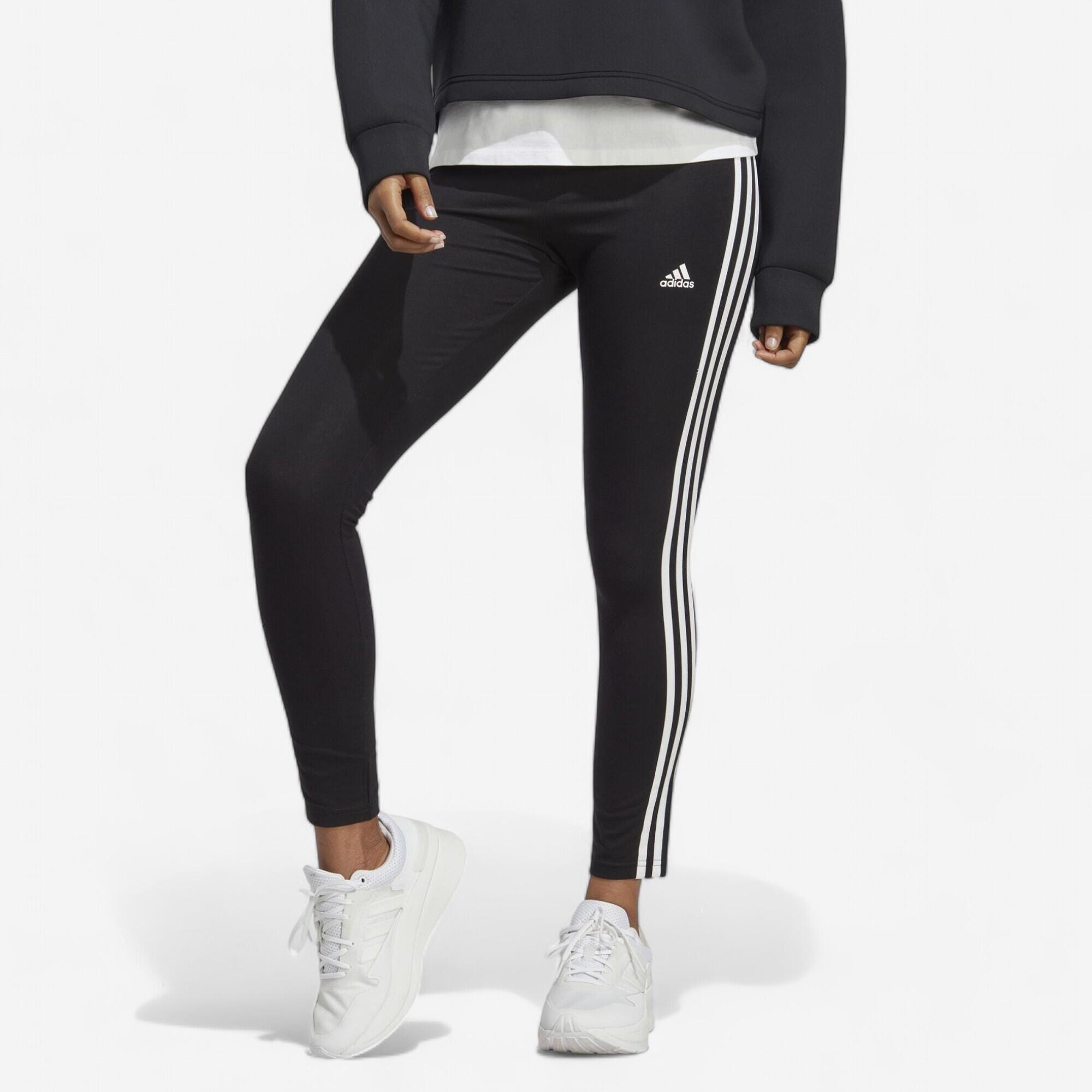 ADIDAS LEGGINGS FITNESS DONNA VITA ALTA 3S BIANCO E NERO