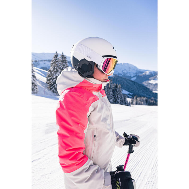 Veste de ski chaude et imperméable fille 8-14 ans, 900 rose et blanc