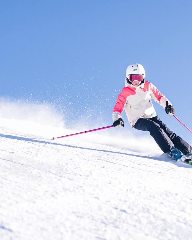 Veste de ski chaude et imperméable pour enfant 900 - Blanc et rose