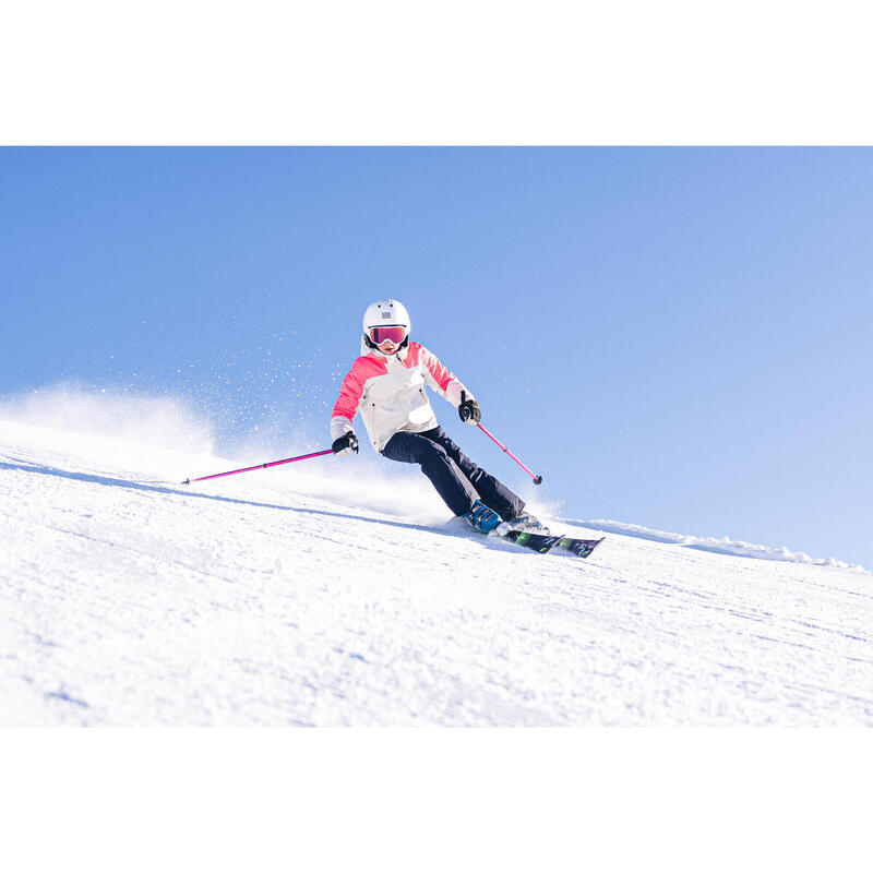 Warme en waterdichte ski-jas voor kinderen 900 wit/roze