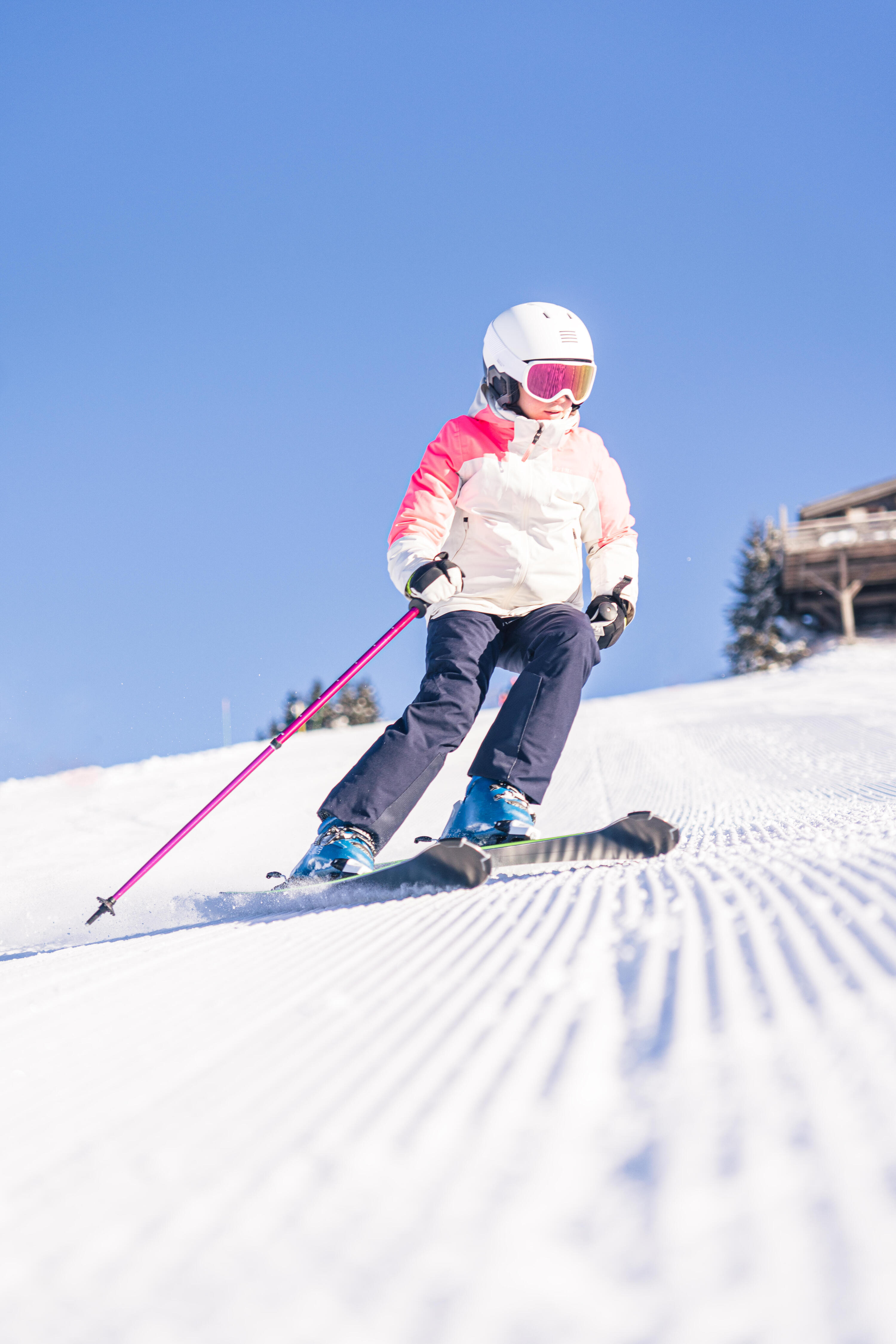 Kids’ warm and waterproof ski jacket 900 - White and pink 3/12