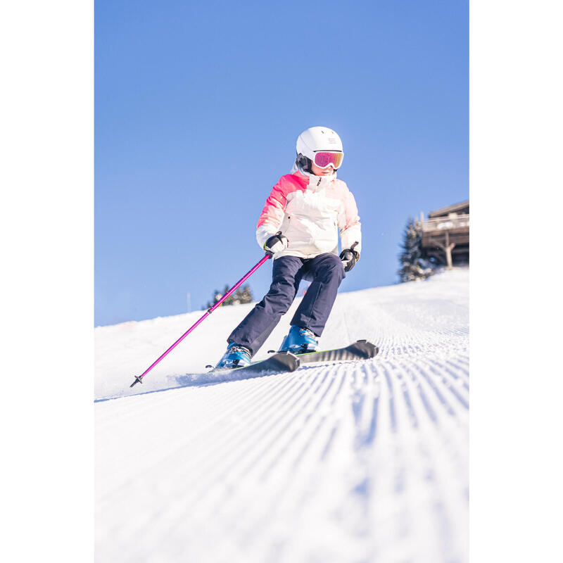 Warme en waterdichte ski-jas voor kinderen 900 wit/roze