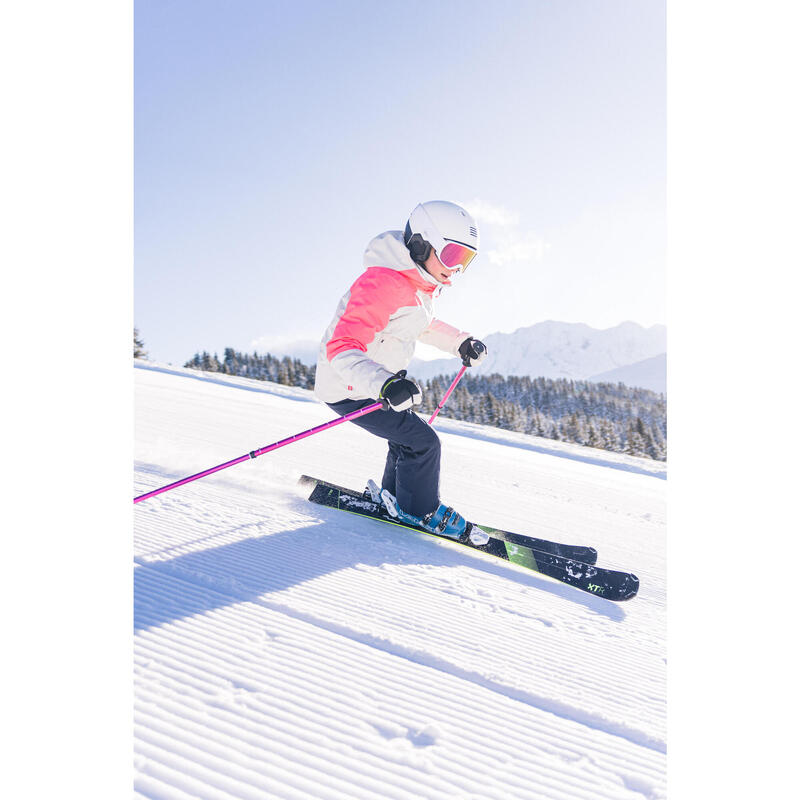 Warme en waterdichte ski-jas voor kinderen 900 wit/roze