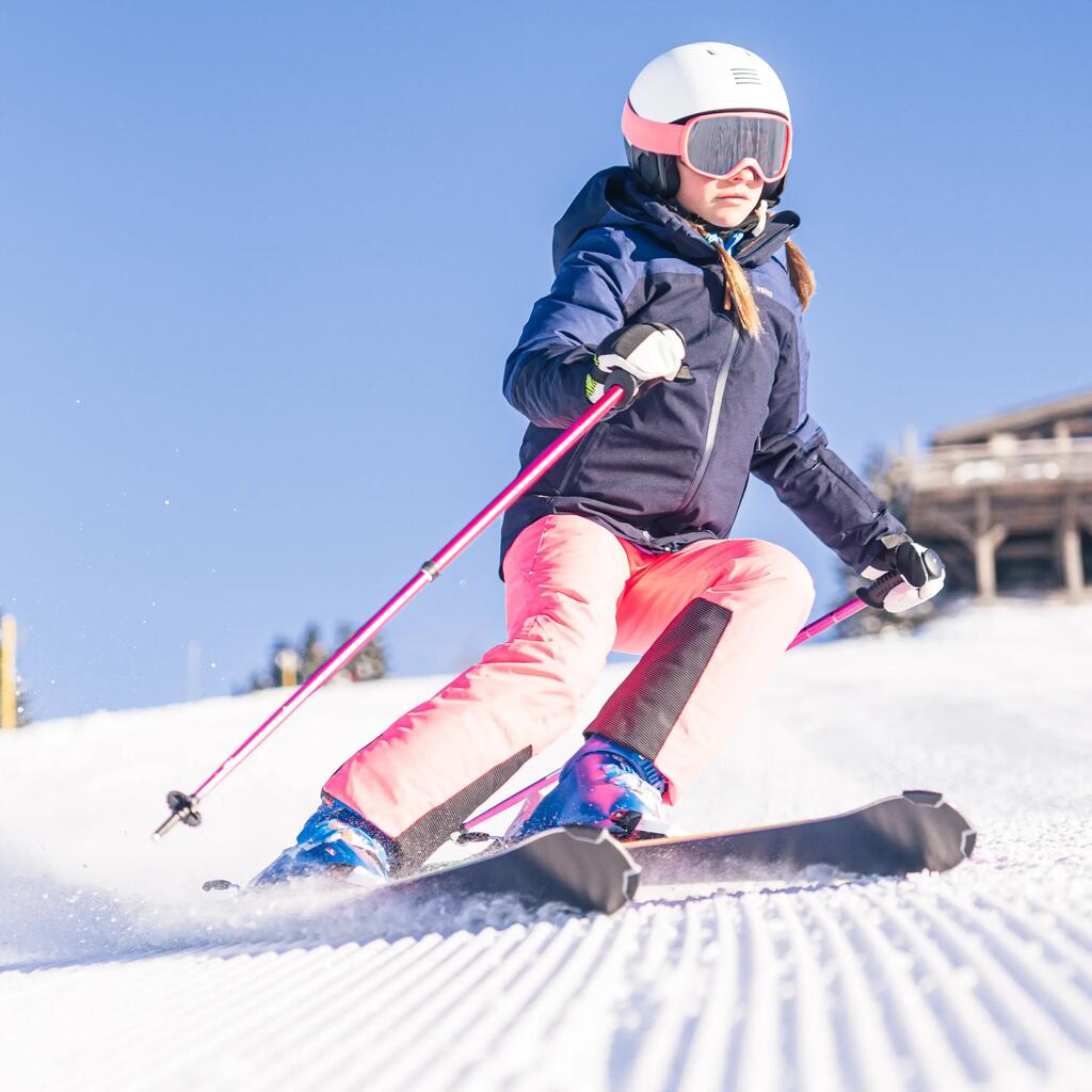 Kids’ warm and waterproof ski jacket 900 - White and pink