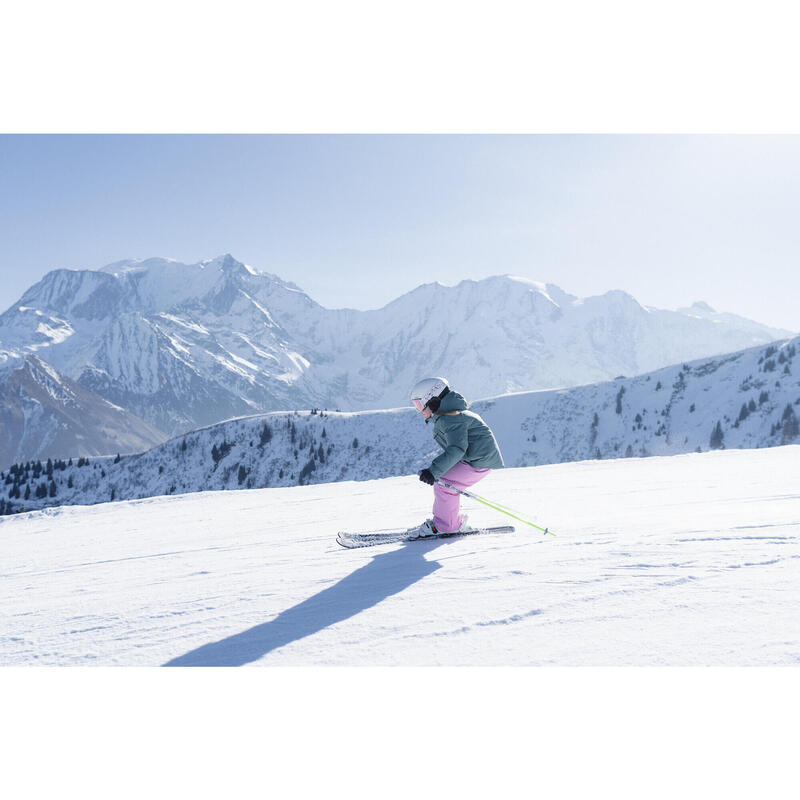 Veste de ski chaude et imperméable enfant 6-14 ans, 550 kaki