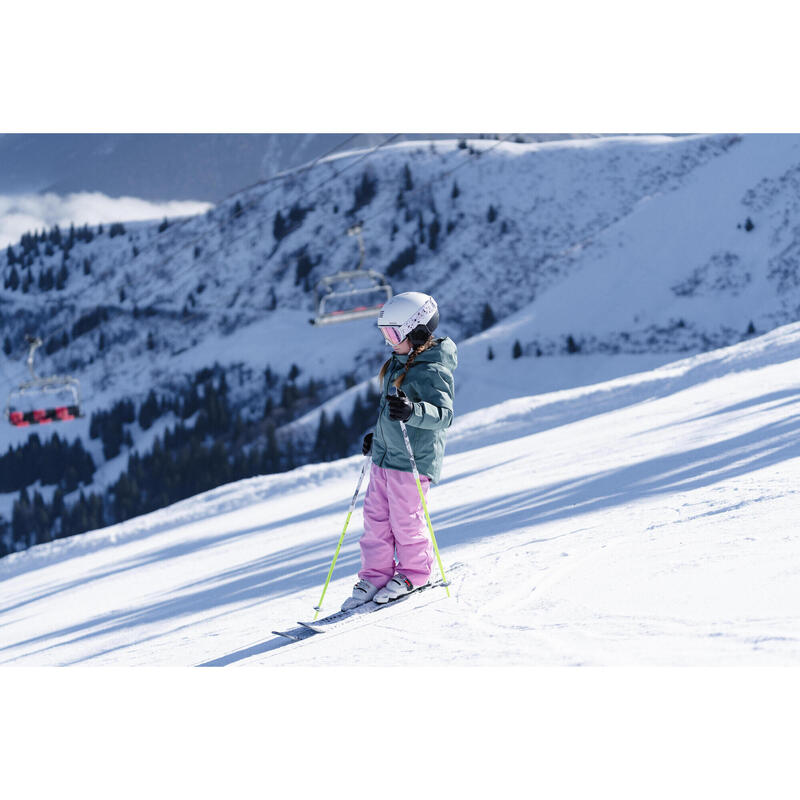 Veste de ski chaude et imperméable enfant 6-14 ans, 550 kaki