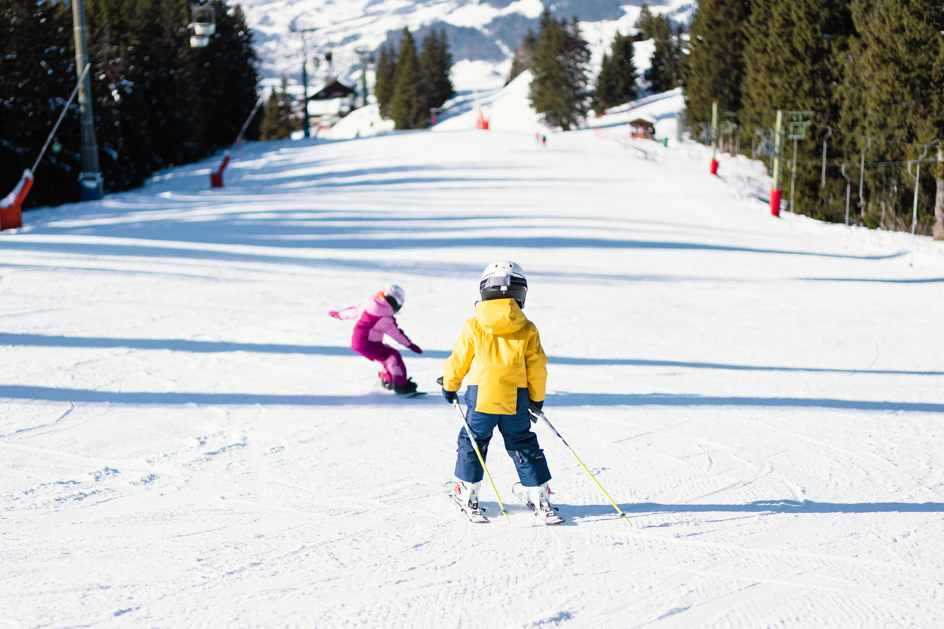 Ski mit Bindung Piste Kinder - Boost 500 Player schwarz/weiss  12/16