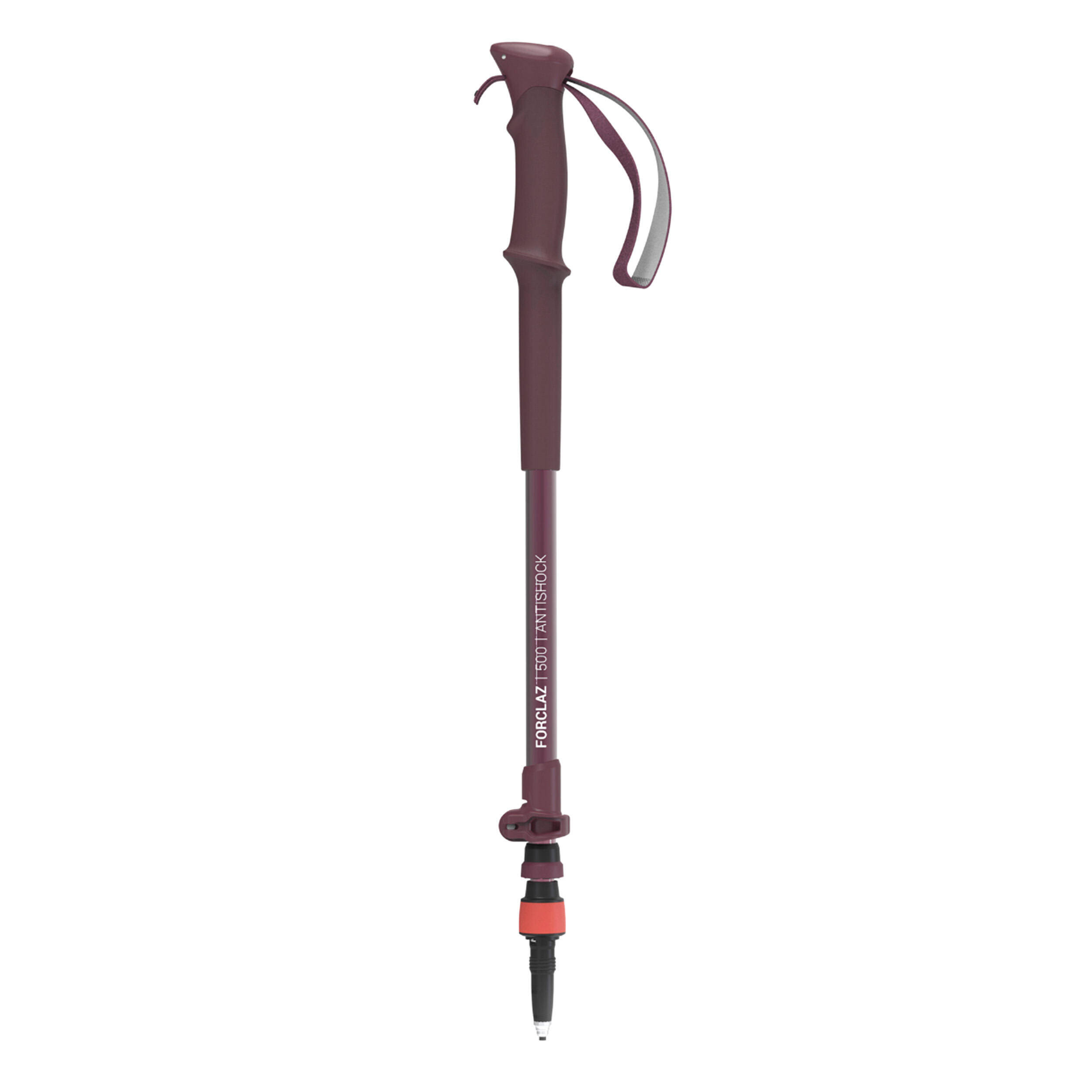 1 Impact-Absorbing Hiking Pole MT500 Anti-shock - Red -  5