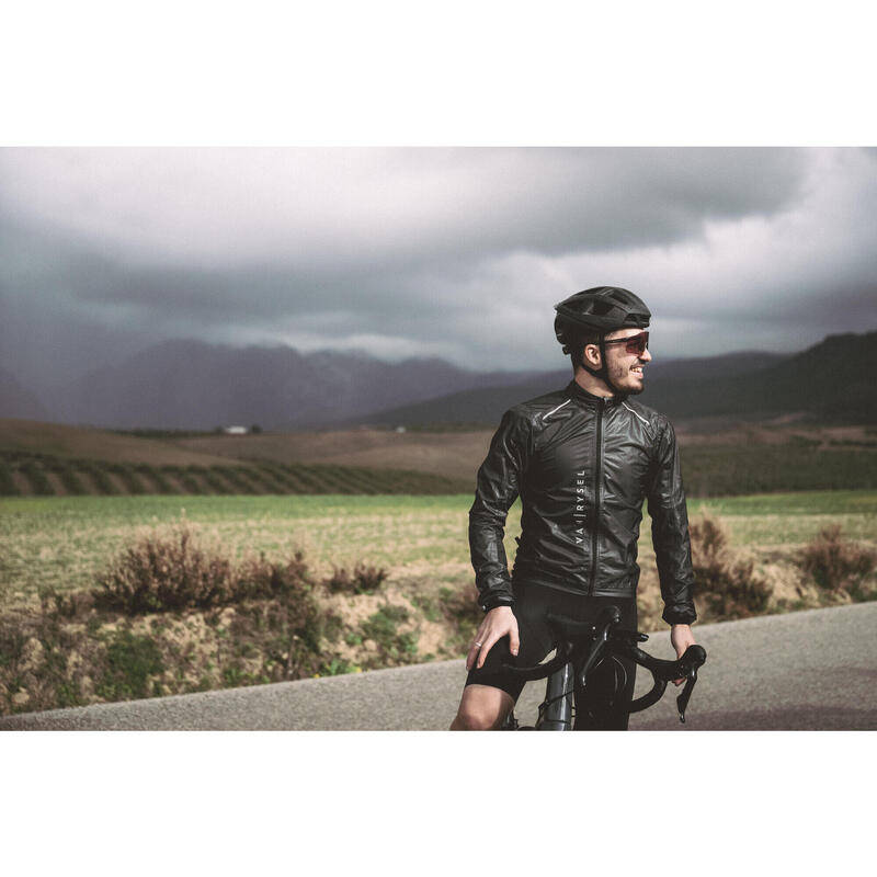 Jachetă ploaie ciclism Racer Ultralight Negru Bărbați 