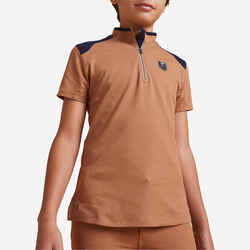 Kids' Horse Riding Short-Sleeved Polo Shirt 500 - Caramel