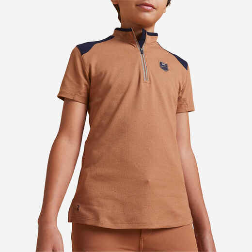
      Polo majica za jahanje 500 sa zatvaračem dječja boja karamele
  