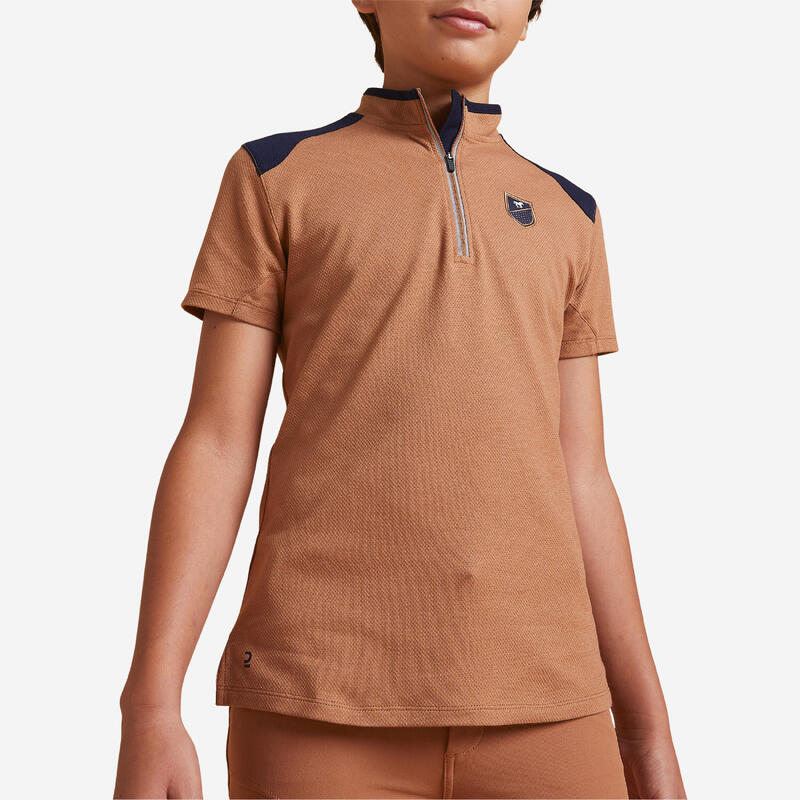 Koszulka jeździecka polo dla dzieci Fouganza 500 mesh