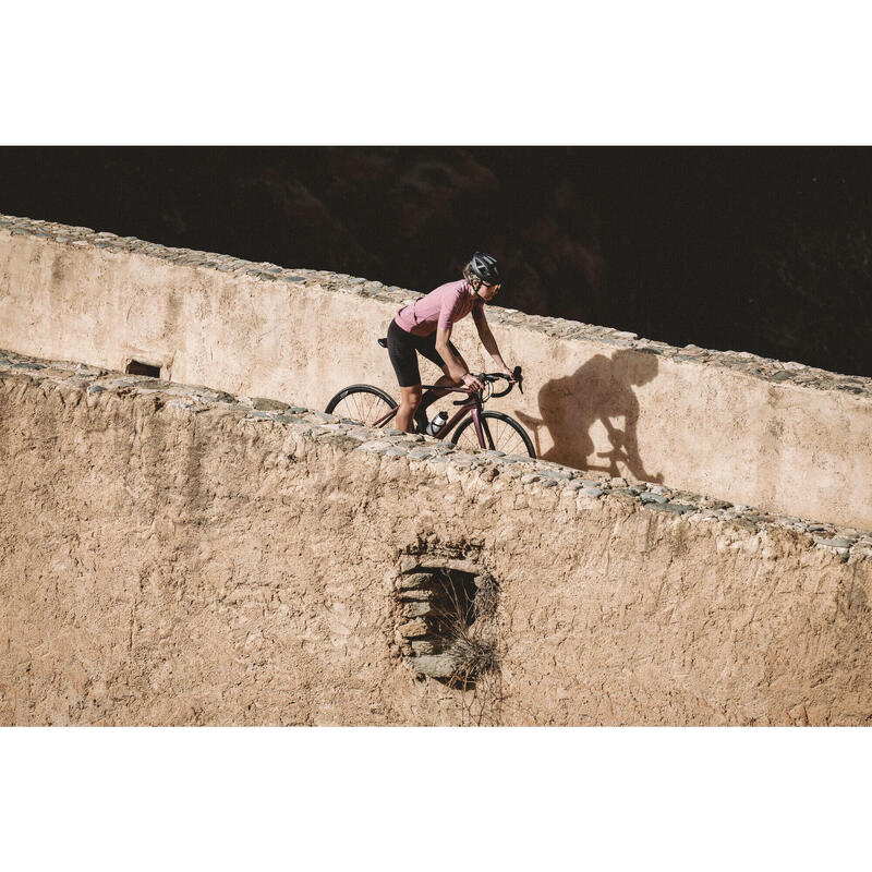 Maillot de vélo de route manches courtes été femme - Endurance Vieux Rose