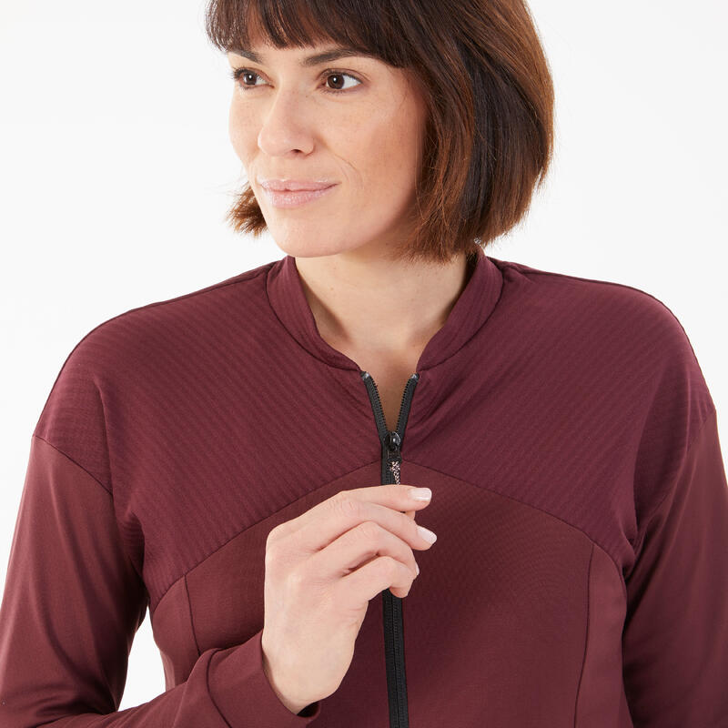 Maglione in pile montagna donna NH100 bordeaux
