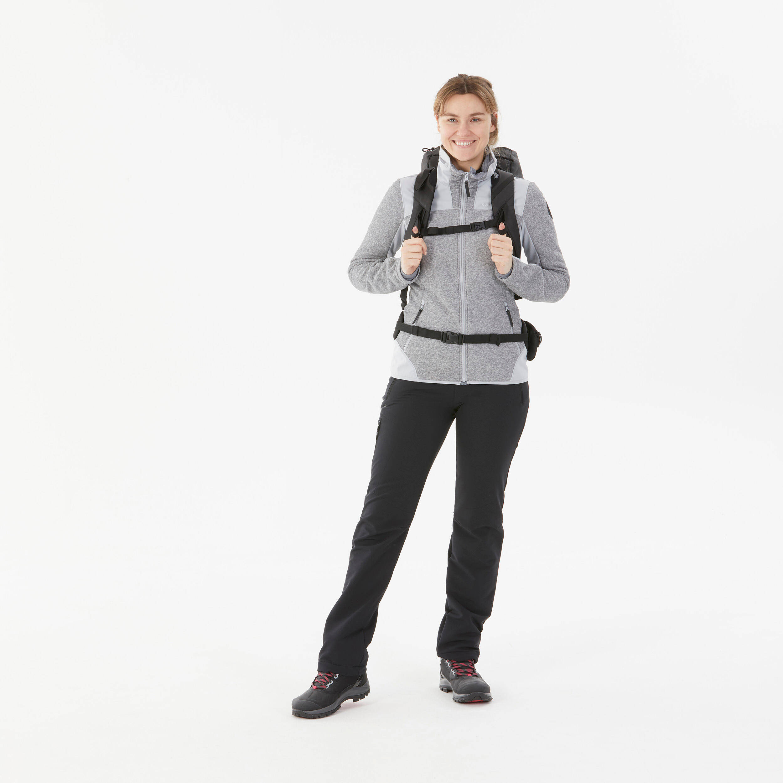 Women’s warm and water-repellent hiking trousers, SH500 - Black -  3
