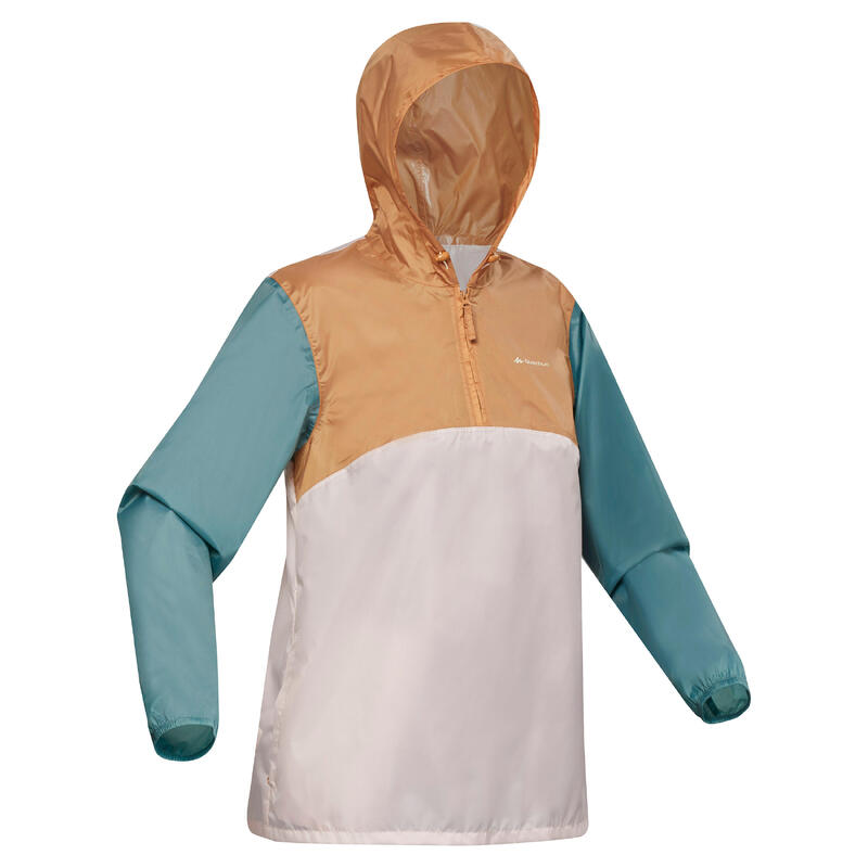 Giacca montagna donna RAINCUT 1/2 ZIP impermeabile tricolore