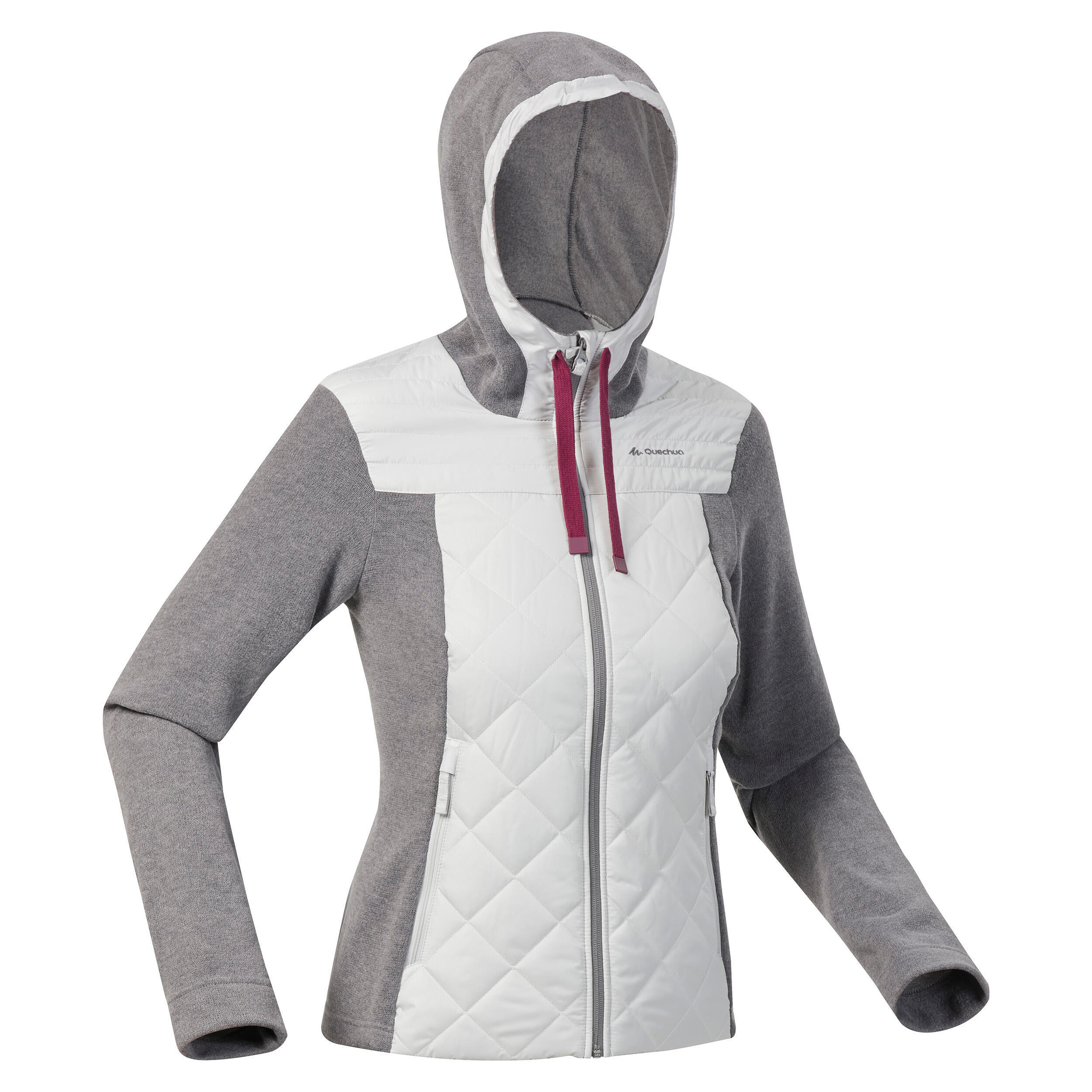 Sweatjacke Damen Hybridjacke mit Kapuze Wandern - NH100  2/6