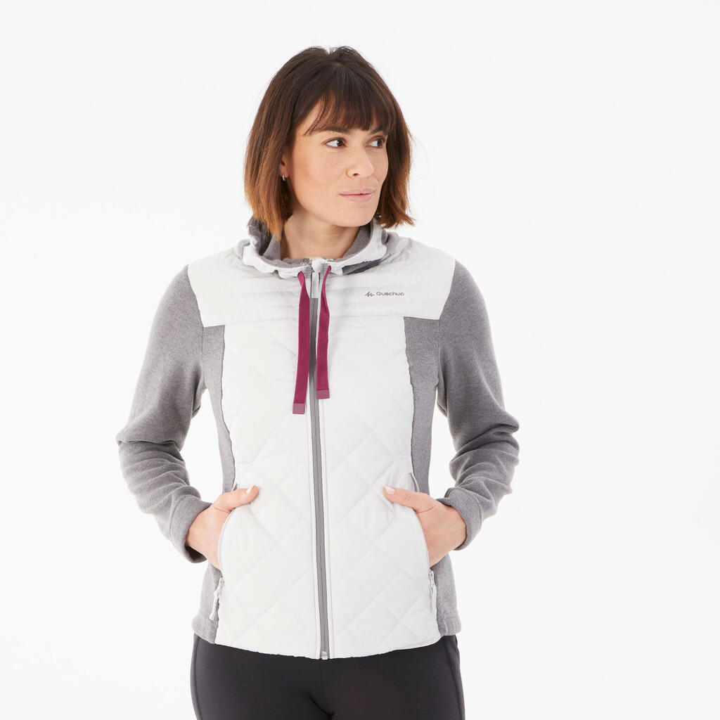 Sweatjacke Damen Hybridjacke mit Kapuze Wandern - NH100