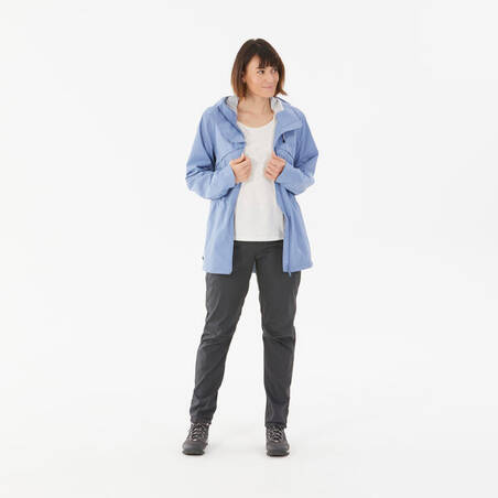 Hiking Raincoat - NH500 Waterproof Jacket - Women - Blue