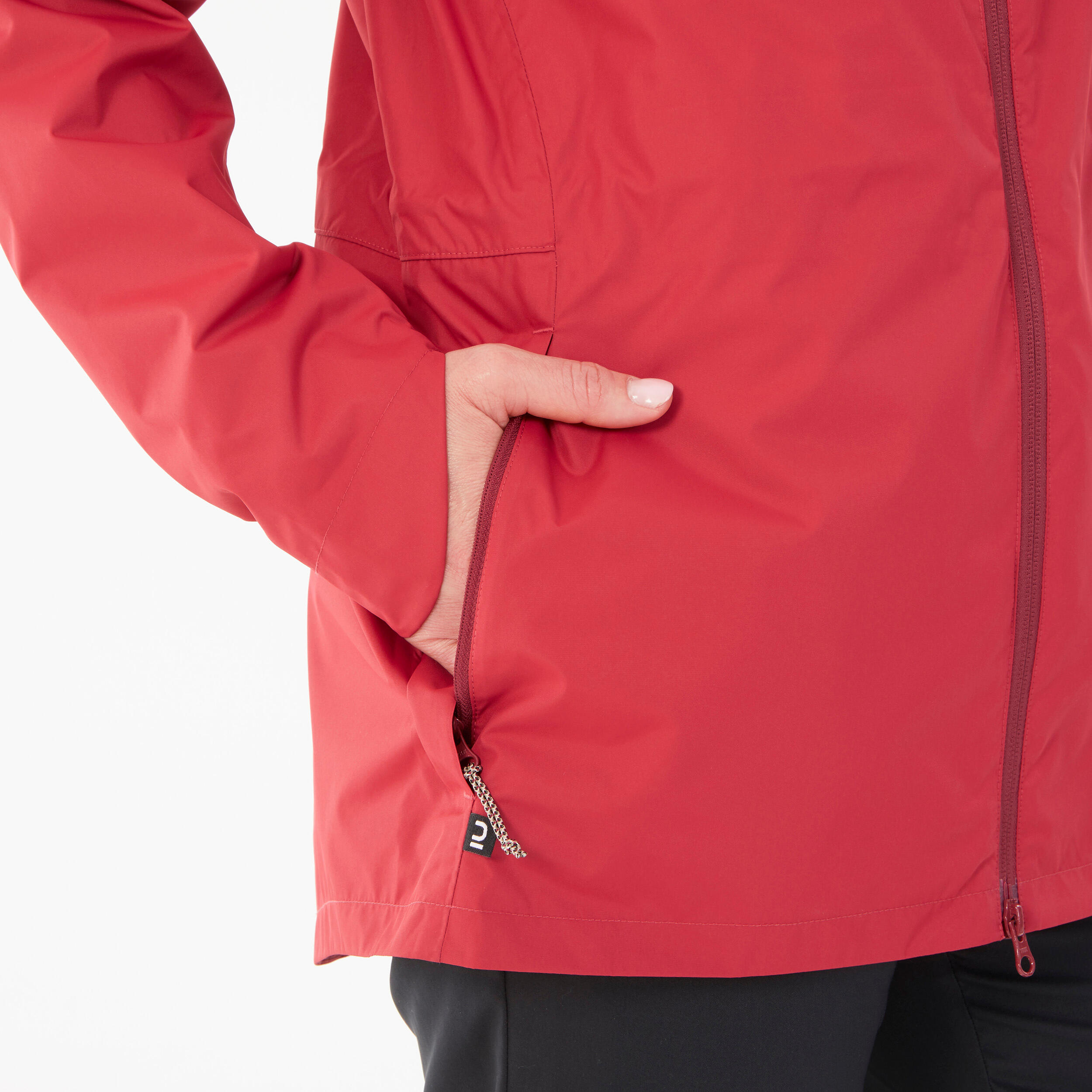 Hiking Raincoat - NH500 Waterproof Jacket - Women - Ruby Red 6/9