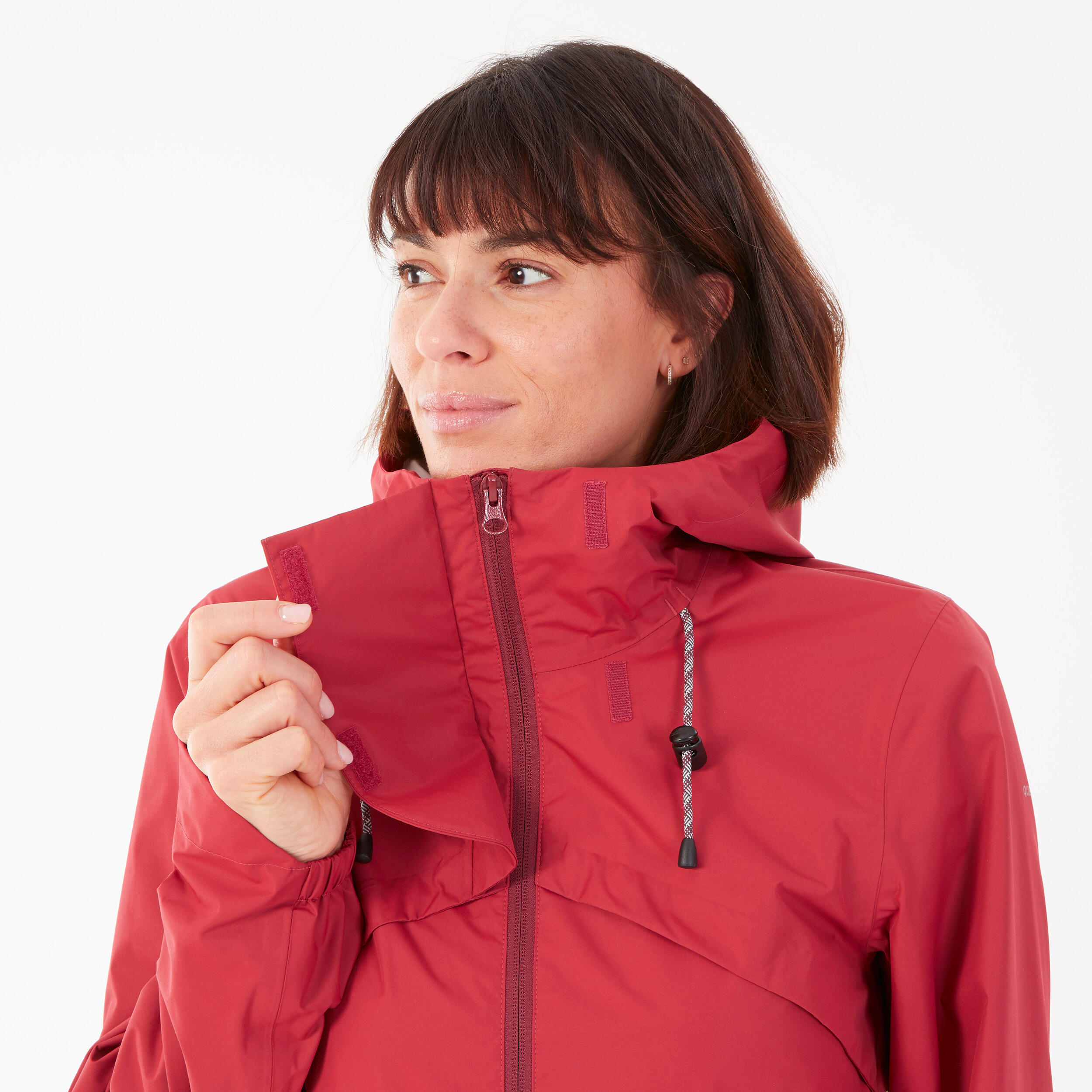 Hiking Raincoat - NH500 Waterproof Jacket - Women - Ruby Red 5/9